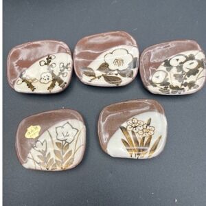 Kiyomizu yaki ware,5pcs Chopstick rest,‎ ceramic, Kyoto ware, handmade